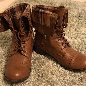 Brown combat boots